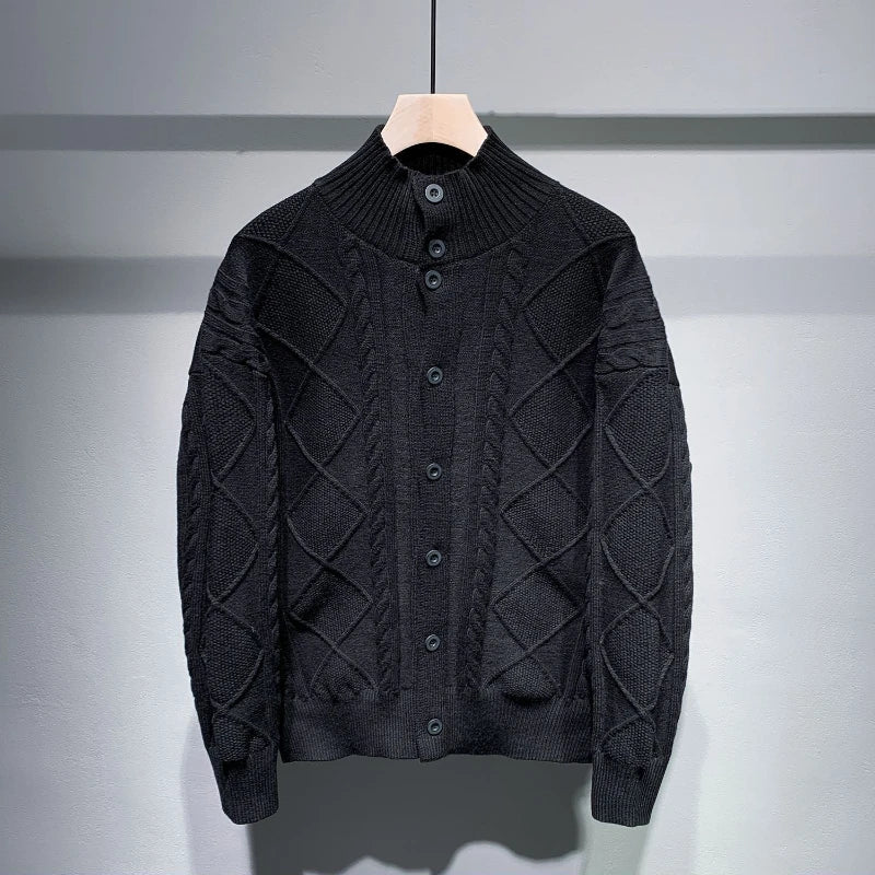 Londelle | Men’s High-Neck Buttoned Knitted Cardigan